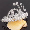 fashion metal silver plated crystal tiara clip